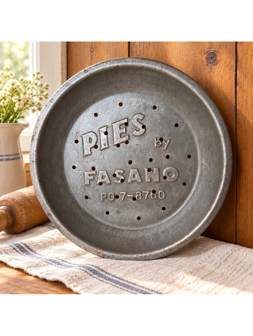 Vintage Metal Pie Pan Pies By Fasano 9 Inch Rustic Kitchen Decor